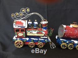 3 Merry Christmas Express Train Stocking Holder, Hangers, Egg Nog & Caboose, HTF