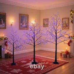 3 Pack Halloween Spooky Tree with Purple Lights, 4FT/5FT/6FT, for Halloween Decor