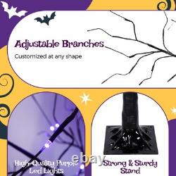 3 Pack Halloween Spooky Tree with Purple Lights, 4FT/5FT/6FT, for Halloween Decor