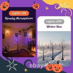 3 Pack Halloween Spooky Tree with Purple Lights, 4FT/5FT/6FT, for Halloween Decor