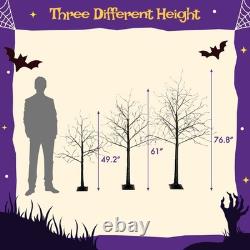 3 Pack Halloween Spooky Tree with Purple Lights, 4FT/5FT/6FT, for Halloween Decor