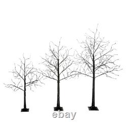 3 Pack Halloween Spooky Tree with Purple Lights, 4FT/5FT/6FT, for Halloween Decor