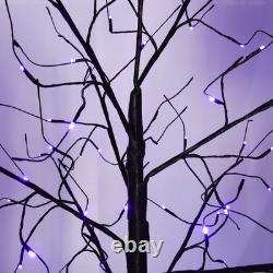3 Pack Halloween Spooky Tree with Purple Lights, 4FT/5FT/6FT, for Halloween Decor
