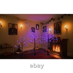3 Pack Halloween Spooky Tree with Purple Lights, 4FT/5FT/6FT, for Halloween Decor