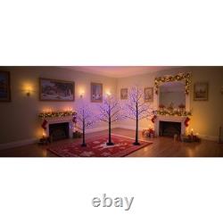 3 Pack Halloween Spooky Tree with Purple Lights, 4FT/5FT/6FT, for Halloween Decor
