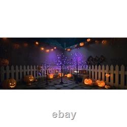 3 Pack Halloween Spooky Tree with Purple Lights, 4FT/5FT/6FT, for Halloween Decor
