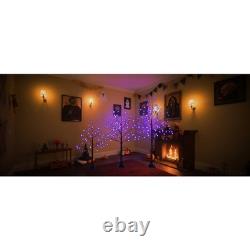 3 Pack Halloween Spooky Tree with Purple Lights, 4FT/5FT/6FT, for Halloween Decor