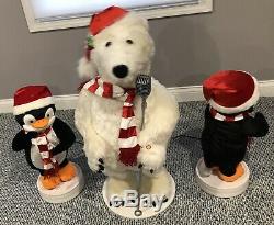 3 Piece Animated Christmas Band Gemmy Rare Htf Polar Bear And Penguin Combo