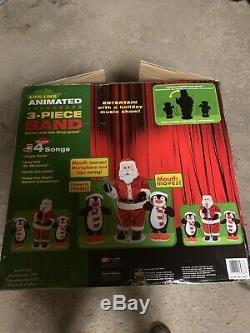 3 Piece Animated Christmas Band Gemmy Rare Htf Santa And Penguin Combo