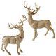 3401601 Raz 21 Deer Reindeer Set/2 Gold-tone Christmas Decoration Mantel Table