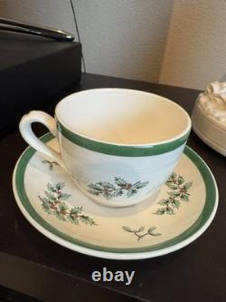 36 pc VINTAGE Spode English Seasonal Holiday Christmas Tree Design Tea Set