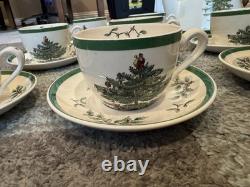36 pc VINTAGE Spode English Seasonal Holiday Christmas Tree Design Tea Set