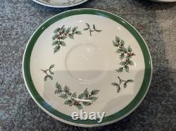 36 pc VINTAGE Spode English Seasonal Holiday Christmas Tree Design Tea Set