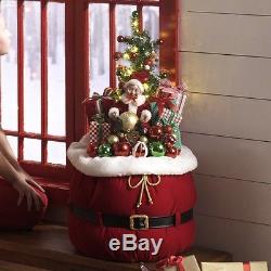 3715500 RAZ 30.5 Toy Bag Santa's Helper Elf Pixie withLED Lighted Christmas Tree