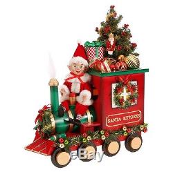 3715525 RAZ 19 Santa Express Train withElf Pixie Conductor withChristmas Tree Decor