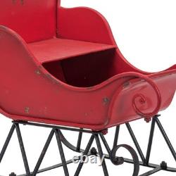 39x17.7x22H Iron Red/Black Sleigh Large, Distressed Christmas Santa Sleigh