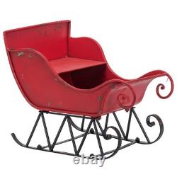 39x17.7x22H Iron Red/Black Sleigh Large, Distressed Christmas Santa Sleigh