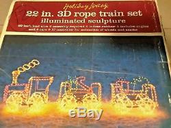 3D Christmas Rope Light Train Illuminated Sculpture Rare Xmas Yard Decoration