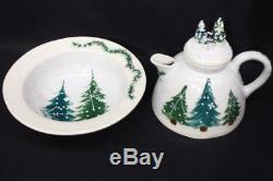 3pc Expressly Yours Painted CHRISTMAS TREE Teapot withLid & 12 Serving Bowl, 2000