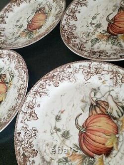 4 New With Tags Williams Sonoma Plymouth Pumpkin Dinner Plates Thanksgiving Fall