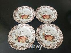 4 New With Tags Williams Sonoma Plymouth Pumpkin Dinner Plates Thanksgiving Fall