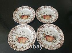 4 New With Tags Williams Sonoma Plymouth Pumpkin Dinner Plates Thanksgiving Fall