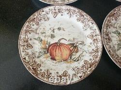 4 New With Tags Williams Sonoma Plymouth Pumpkin Dinner Plates Thanksgiving Fall