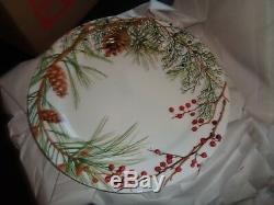 4 Williams Sonoma Woodland Berry Christmas dinner plates New wo tag
