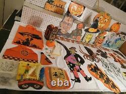 45 Vintage Paper Halloween Items! Witch, Paper Lantern, Puffy Spider, Beistle