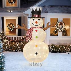 4Ft Lighted Snowman Christmas Decoration, Collapsible Light up Snowman with Top