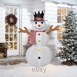 4Ft Lighted Snowman Christmas Decoration, Collapsible Light up Snowman with Top