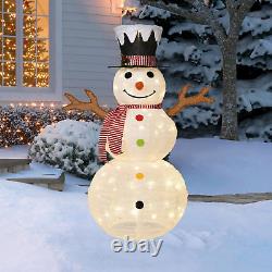 4Ft Lighted Snowman Christmas Decoration, Collapsible Light up Snowman with Top