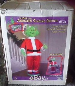 5 Foot tall GRINCH BY GEMMY Who Stole Christmas Singing Dancing Karaoke NICE