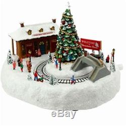 5 Inch Animated Resin Christmas Musical Train Station Contemporary Design Gift