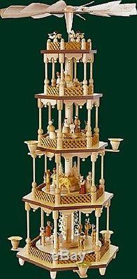 5 Level Nativity German Christmas Pyramid Handcrafted in Erzgebirge Germany New