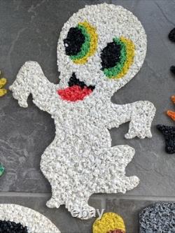 5 VTG Melted Popcorn 70s Halloween & Thanksgiving Pumpkin Witch Ghost Pilgrims