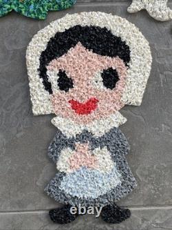 5 VTG Melted Popcorn 70s Halloween & Thanksgiving Pumpkin Witch Ghost Pilgrims