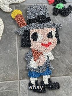 5 VTG Melted Popcorn 70s Halloween & Thanksgiving Pumpkin Witch Ghost Pilgrims