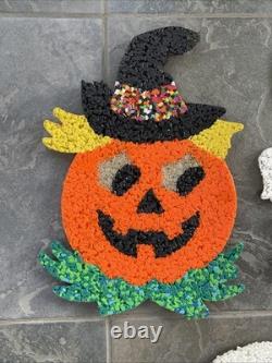 5 VTG Melted Popcorn 70s Halloween & Thanksgiving Pumpkin Witch Ghost Pilgrims