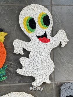 5 VTG Melted Popcorn 70s Halloween & Thanksgiving Pumpkin Witch Ghost Pilgrims