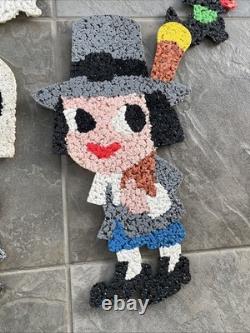 5 VTG Melted Popcorn 70s Halloween & Thanksgiving Pumpkin Witch Ghost Pilgrims
