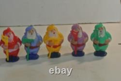 5 Vintage Circa 1950s Rosbro Rosen Plastic Santa Claus With Tool 3 3/4 Tall MCM