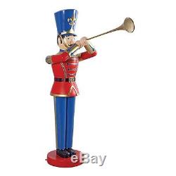 6' Large Festive Royal Welcome Toy Soldier Trumpet Christmas Holiday Statue