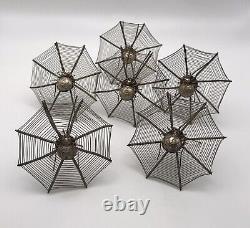 6 antique victorian silver spider web place card holder hair ornament rare 22322