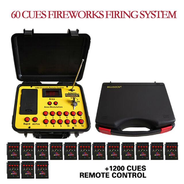 60 Cues Abs Waterproof Case Wireless Fireworks Firing System Remote Control Fire