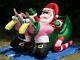 7' Rare Gemmy Lighted Christmas Santa & Flamingo Reindeer Airblown Inflatable