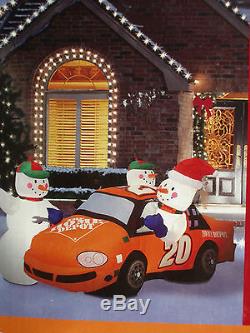 8' Lighted Christmas Home Depot Car #20 Tony Stewart Snowman Inflatable Airblown
