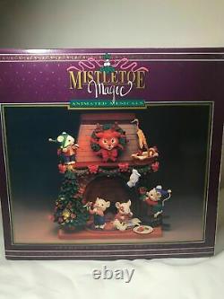 ADORABLE New Enesco Christmas Mice Fireplace Multi-Action/Lights Music Box