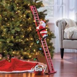 ANIMATED PRE-LIT MUSICAL SANTA CLIMBING LIGHTED LADDER CHRISTMAS TREE Decoration