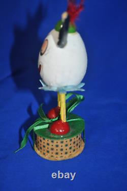 ANTIQUE 1915 EASTER GERMANY CANDY CONTAINER Hand Made BUNNY ON LEGS, TOYS INSIDE
